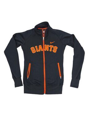 Nike SF Giants Track Jacket Womens Small Black Orange MLB Baseball Full Zip